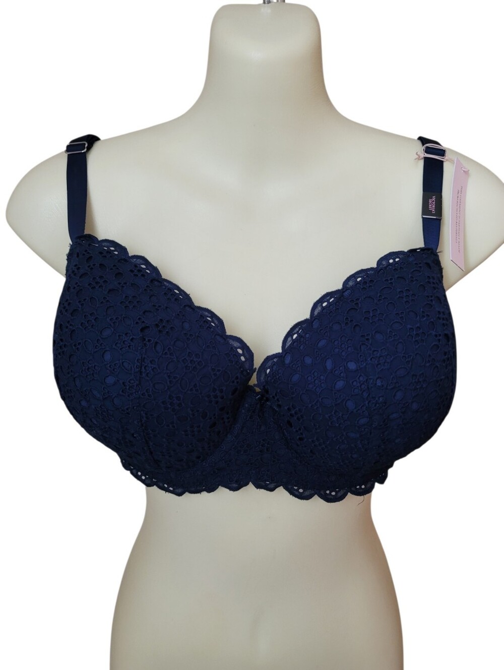VS 34DDD Navy Lace Underwire Bra - Women Intimates Ensign Navy Blue Midnight
